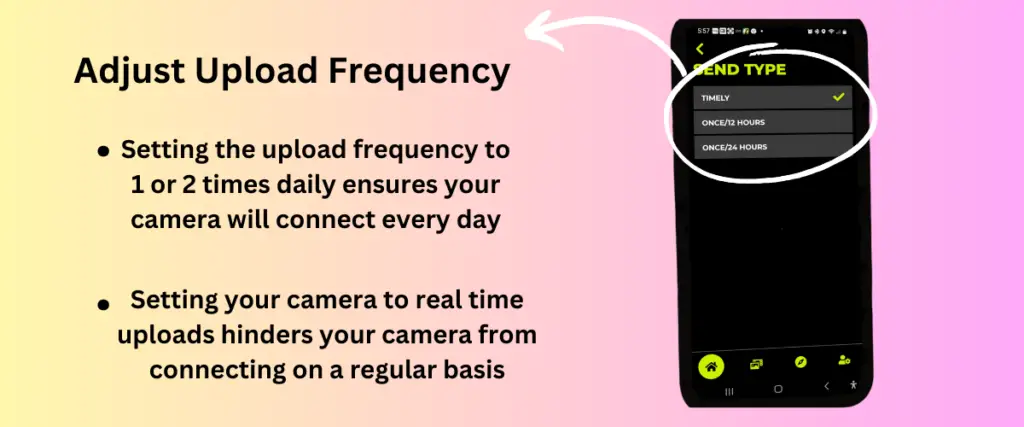 Change Cellular Trail Camera upload Frequency